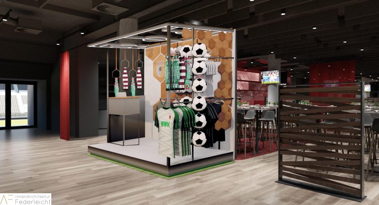 Innenarchitektur Federleicht Ladenbau Shop Design Pop Up Stand FC Augsburg ​