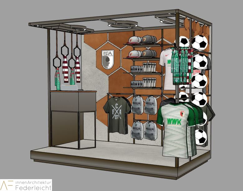 Innenarchitektur Federleicht Ladenbau Shop Design Pop Up Stand FC Augsburg ​
