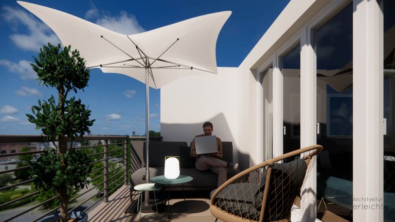 Innenarchitektur München - Homeoffice auf Balkon