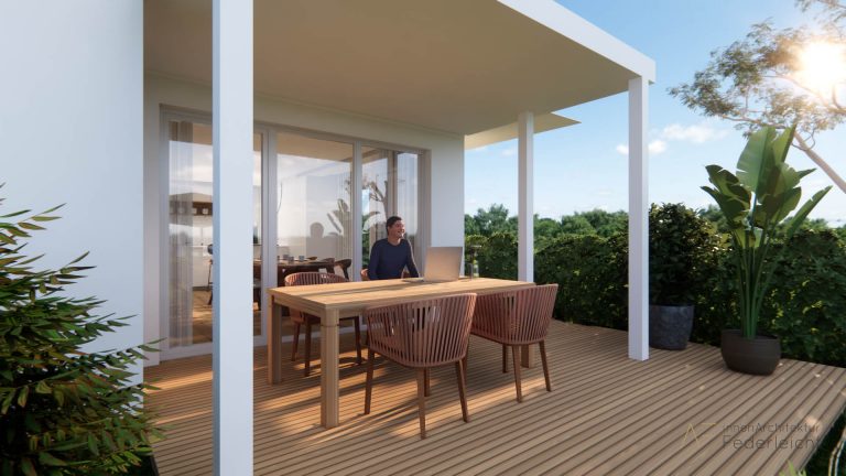 Innenarchitektur München - Freiluftbüro, Terrasse als Arbeitsplatz