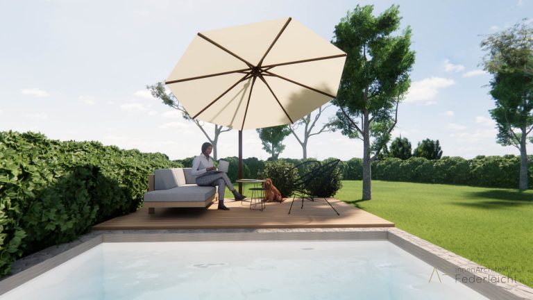 Innenarchitektur München - Homeoffice neben Swimmingpool