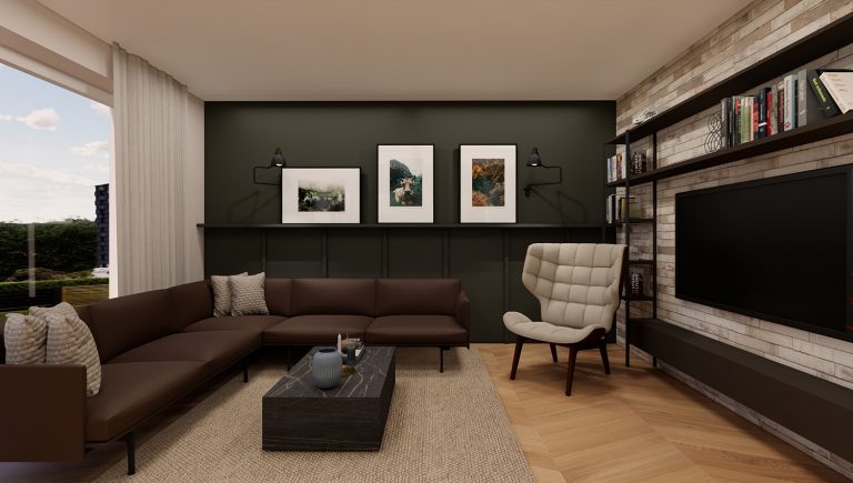 Innenarchitektur München - Erweiterung Doppelhaus in Dießen am Ammersee, Wohnzimmer im Erdgeschoss