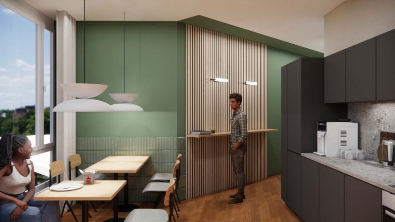 Innenarchitektur München - Büroplanung / Bürogestaltung, Küche mit Sitzmöglichkeiten