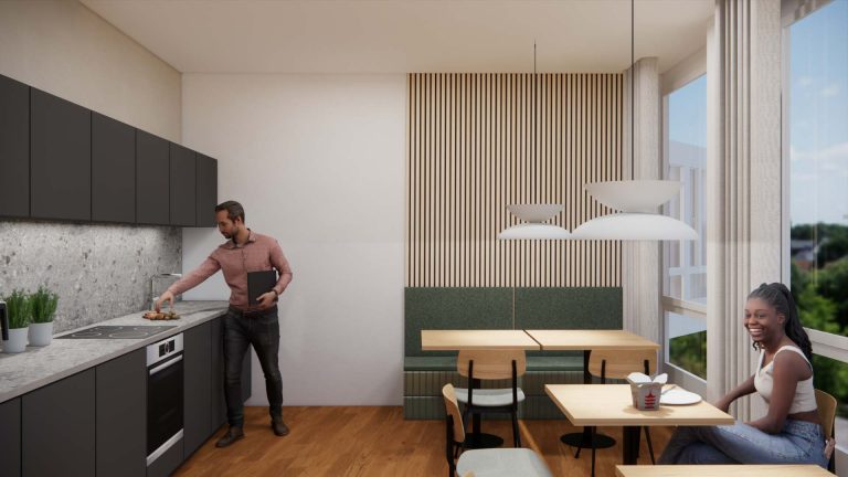 Innenarchitektur München - Büroplanung / Bürogestaltung, Küche mit Sitzmöglichkeiten