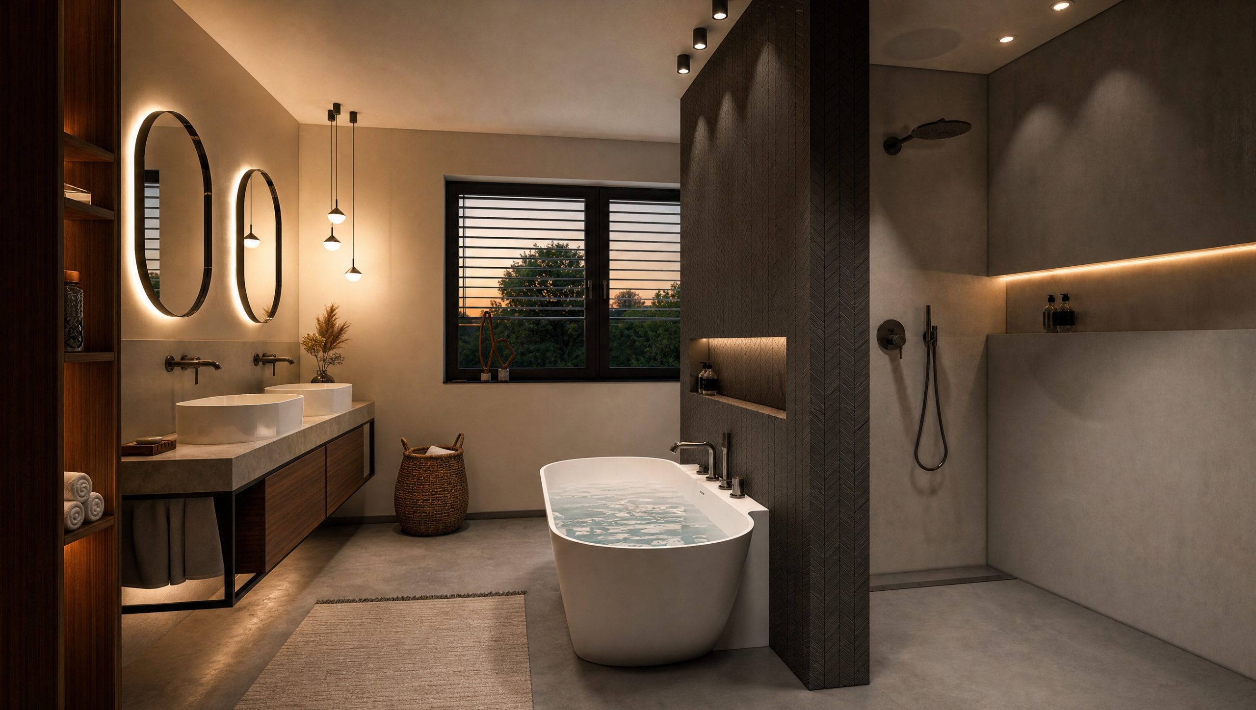 Bad mit freistehender Wanne, Aurum Elegance – Innenarchitektur Federleicht München