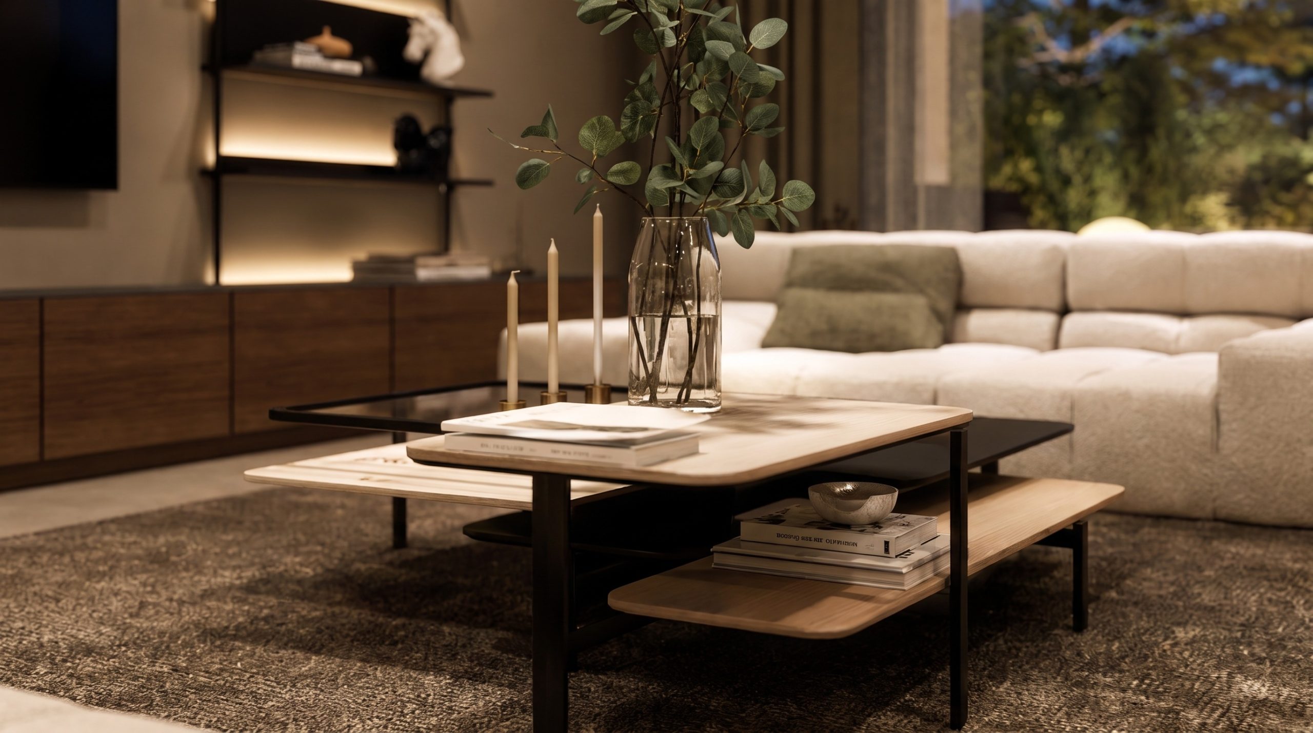 Wohnbereich Detail Coffeetable, Aurum Elegance – Innenarchitektur Federleicht München