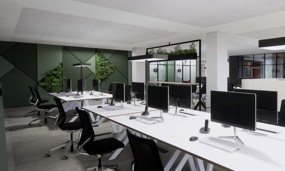 Innenarchitektur München – Bürogestaltung / Büroplanung, Großraumbüro in München