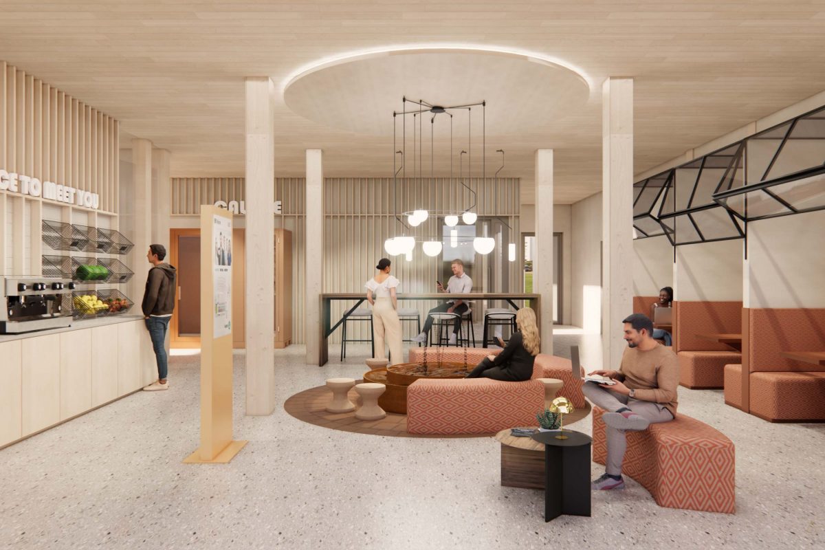 Innenarchitektur München - New Work Bürogestaltung, Offene Büroplanung lädt zum Austausch ein