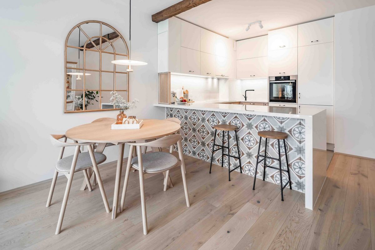 Innenarchitektur Federleicht München Entwurf Neubauwohnung Essbereich