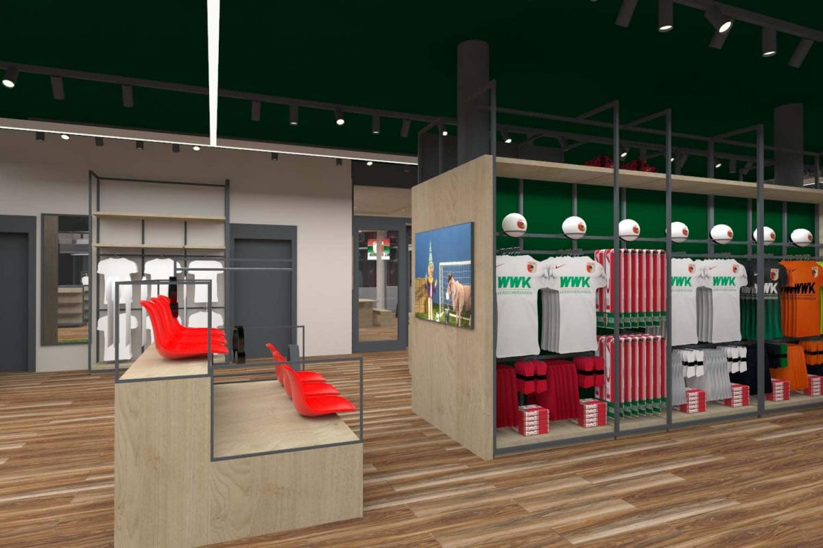 Innenarchitektur München - Ladenbau / Shop Design, Kinderbereich im Fanshop vom FC Augsburg