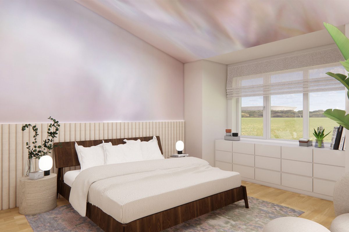 Innenarchitektur Federleicht in München - Schlafzimmer in einem Einfamilienhaus in Pastelltönen