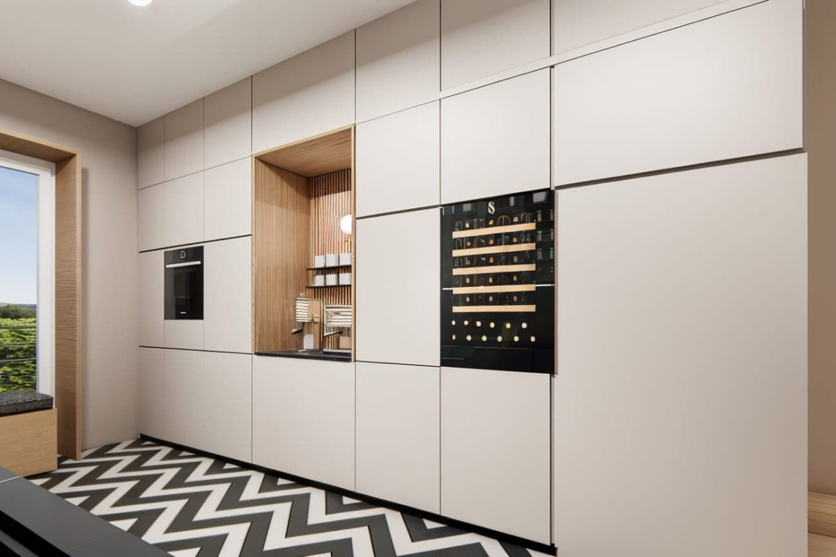 Innenarchitektur München - Innenarchitektur Federleicht: Moderne Küche mit integrierter Nische und eleganten Oberflächen