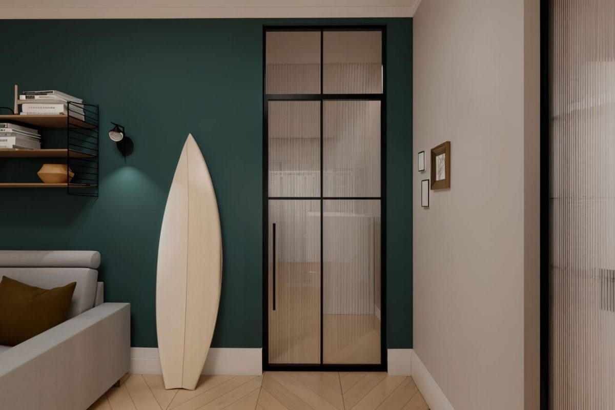 Innenarchitektur München - Innenarchitektur Federleicht: Elegantes Wohnzimmer mit Glasdetails und harmonischer Farbpalette