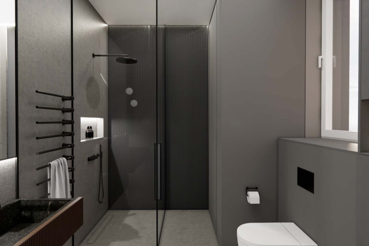 Innenarchitektur München - Duschbereich in renovierter Penthouse Wohnung