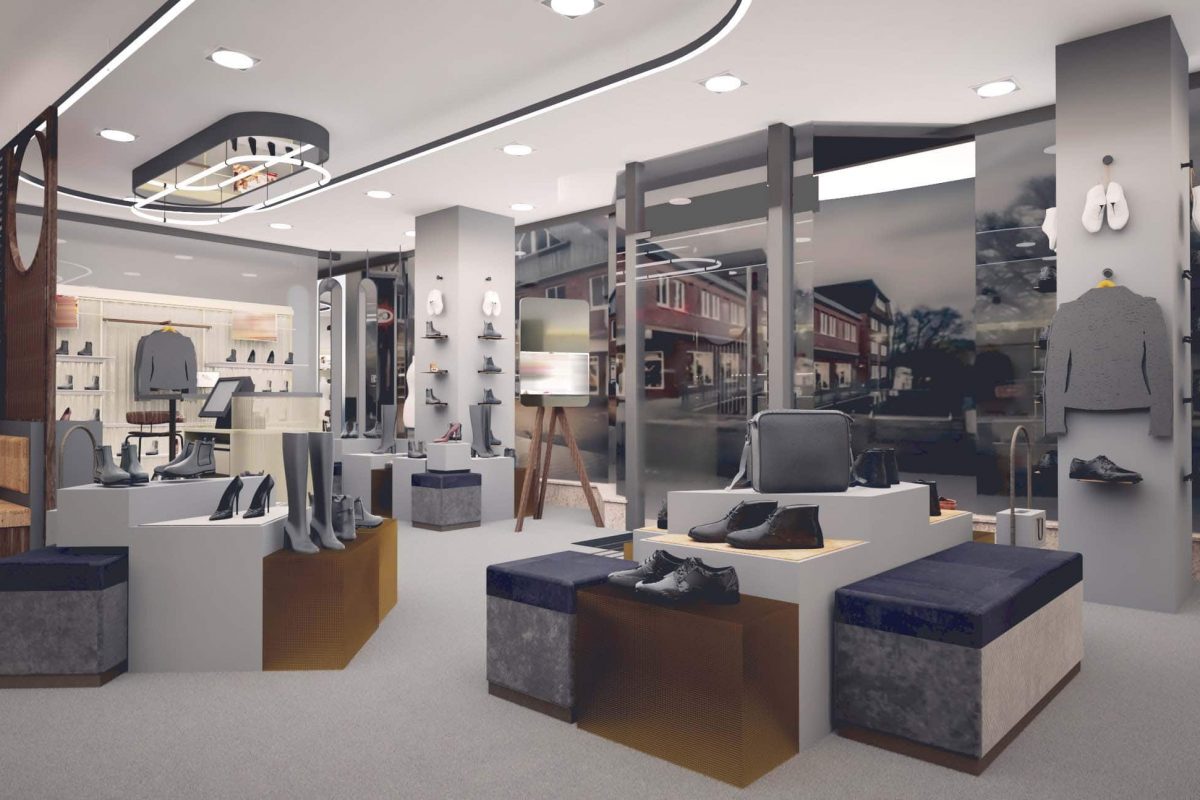 Innenarchitektur München – Ladenbau / Innenarchitektur Shop, Entwurf eines Schuhgeschäfts in Nürnberg