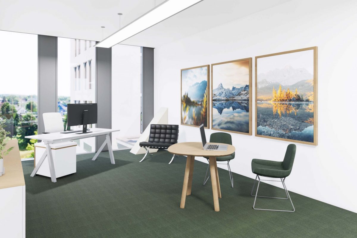 Innenarchitektur München – Bürogestaltung / Büroplanung, Ansicht Einzelbüro bei Tengelmann Twenty-One KG in München