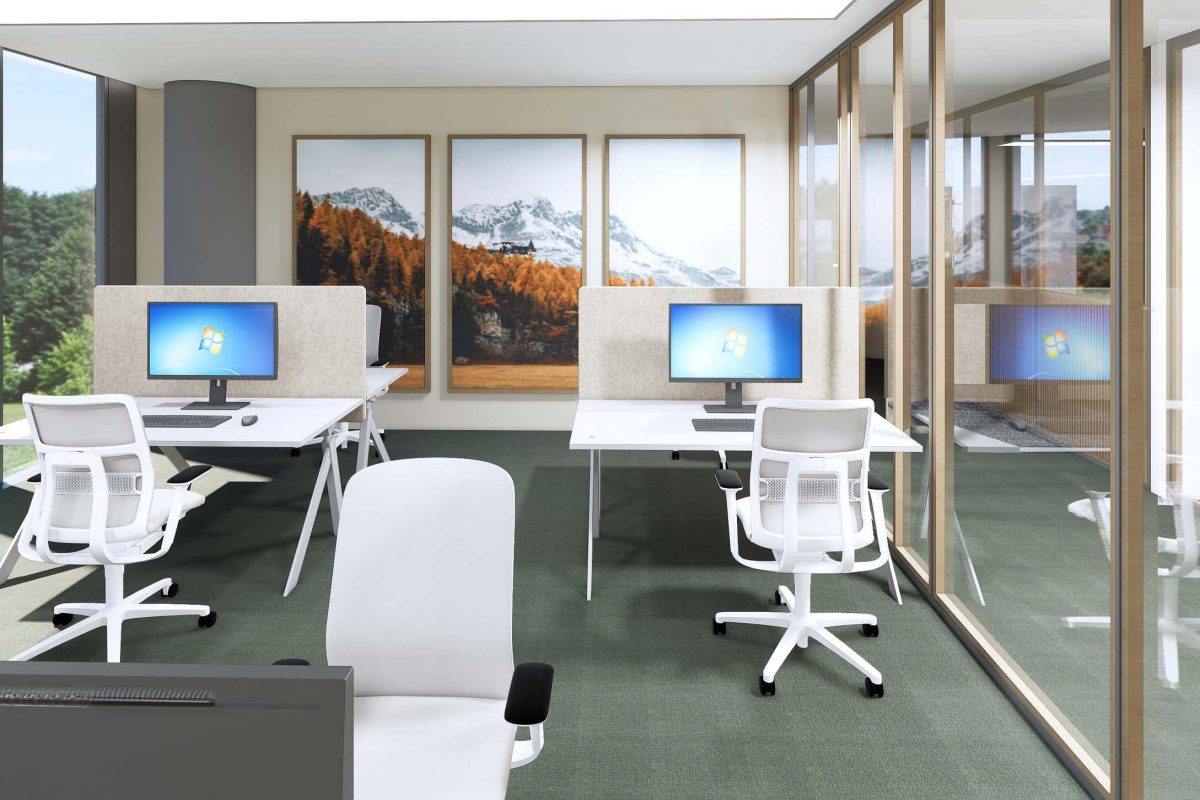 Innenarchitektur München – Bürogestaltung / Büroplanung, Großraumbüro bei Tengelmann Twenty-One KG in München