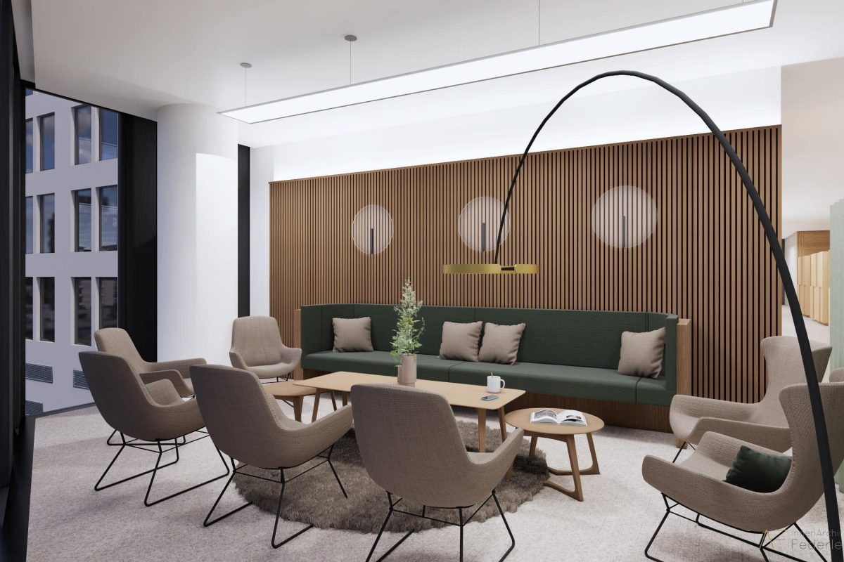 Innenarchitektur München – Bürogestaltung / Büroplanung, Lounge bei Tengelmann Twenty-One KG in München