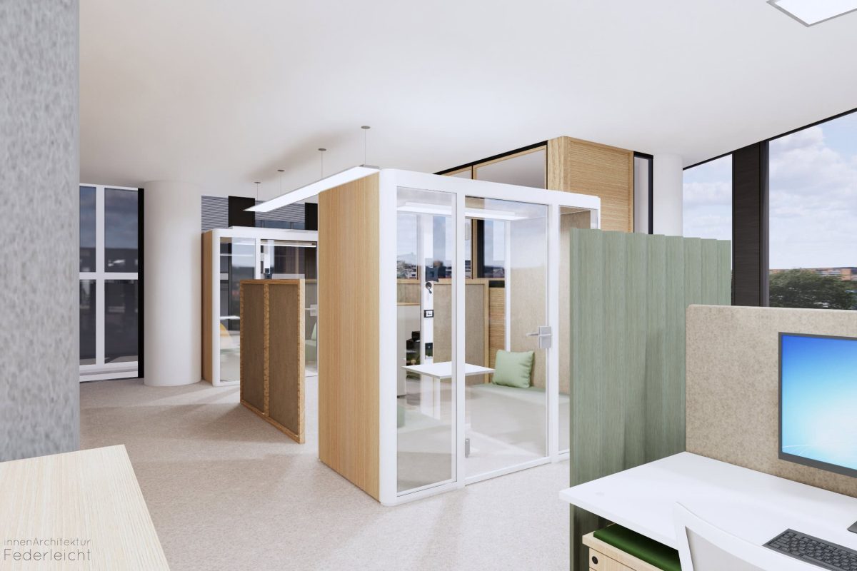 Innenarchitektur München – Bürogestaltung / Büroplanung, Telefonbox / Kleine Meeting Box bei Tengelmann Twenty-One KG in München