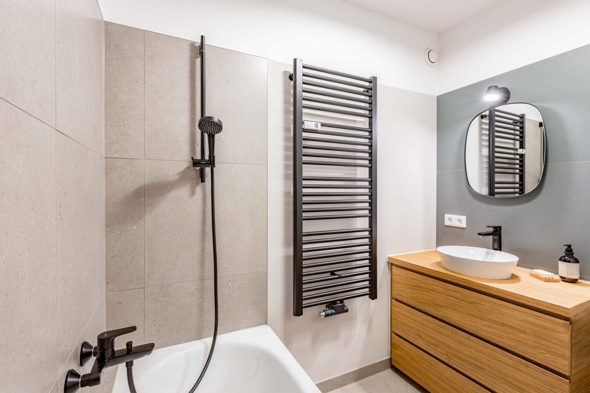 Innenarchitektur München - Wohnungszusammenlegung / Wohnungssanierung, Gästebad einer Privatwohnung in München