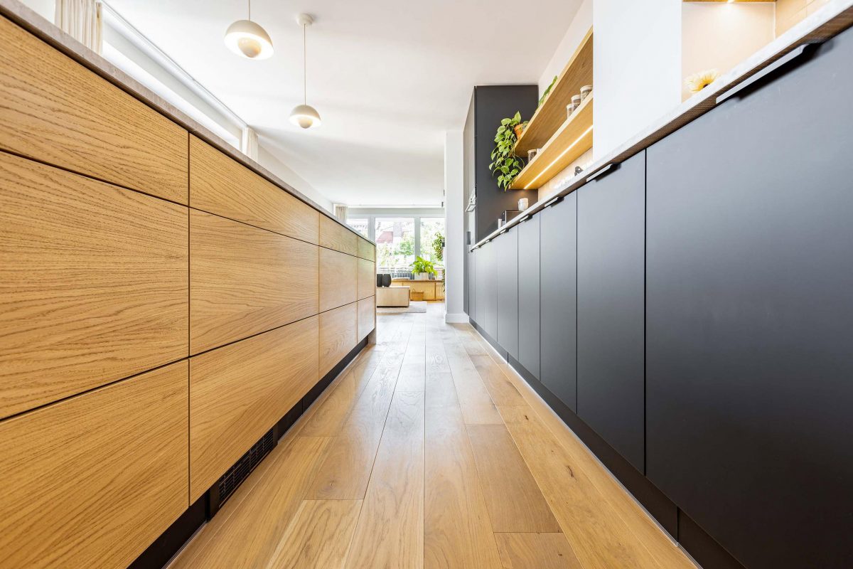 Innenarchitektur München - Wohnungszusammenlegung / Wohnungssanierung, Küchenzeilen in einer Privatwohnung in München